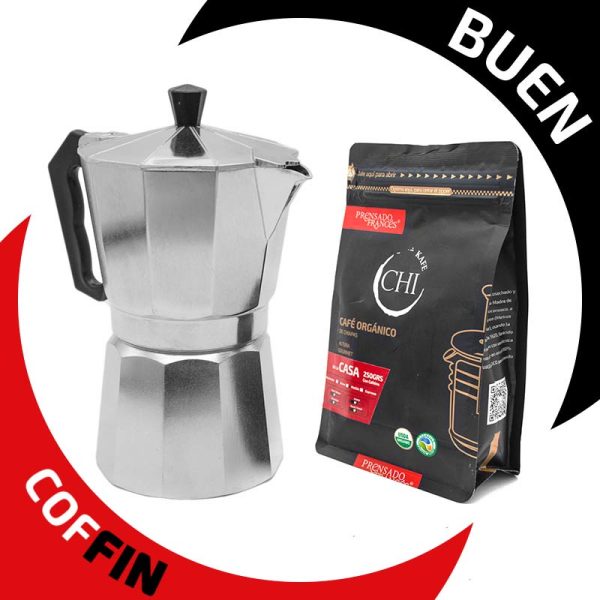 Cafetera Italiana y Cafe de 250gr