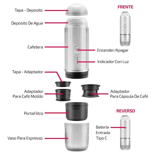 Cafetera Portatil De Espresso Recargable - Imagen 3