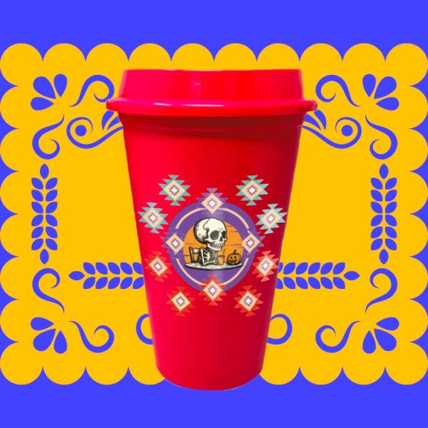 Vaso Ecológico de Café Reutilizable con Tapa - Calavera Calabaza